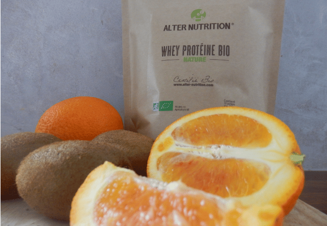 smoothie orange kiwi à la protéine whey bio