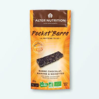 Barre protéinée bio chocolat, banane et noisettes 30g | Pocket'barre