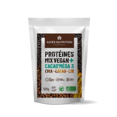 Protéines Mix vegan bio Cacao'méga 3 chia cacao lin