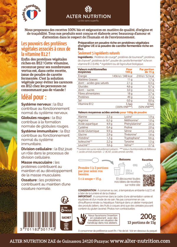 Protéines Vegan Vitamine B12 arrière