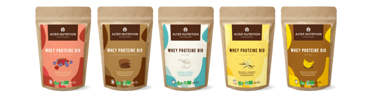 Produits whey protéine bio et ses différents parfums 