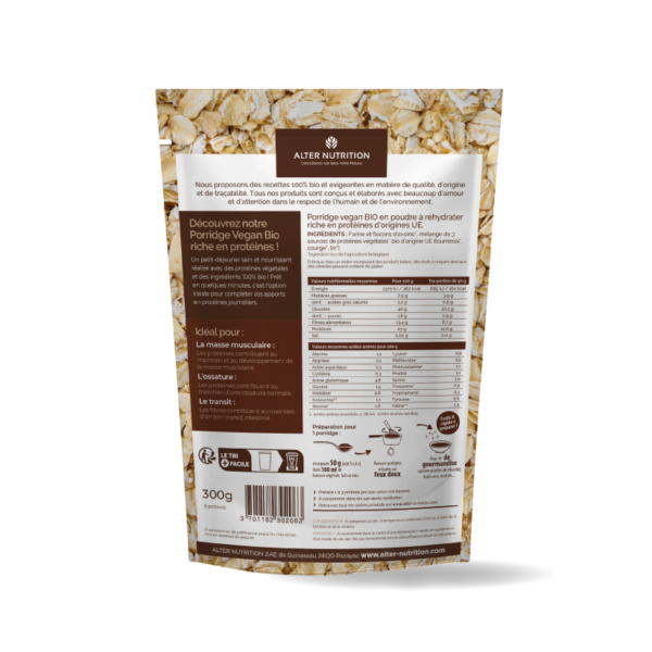 Porridge protéiné 100% végétal bio - 300 g