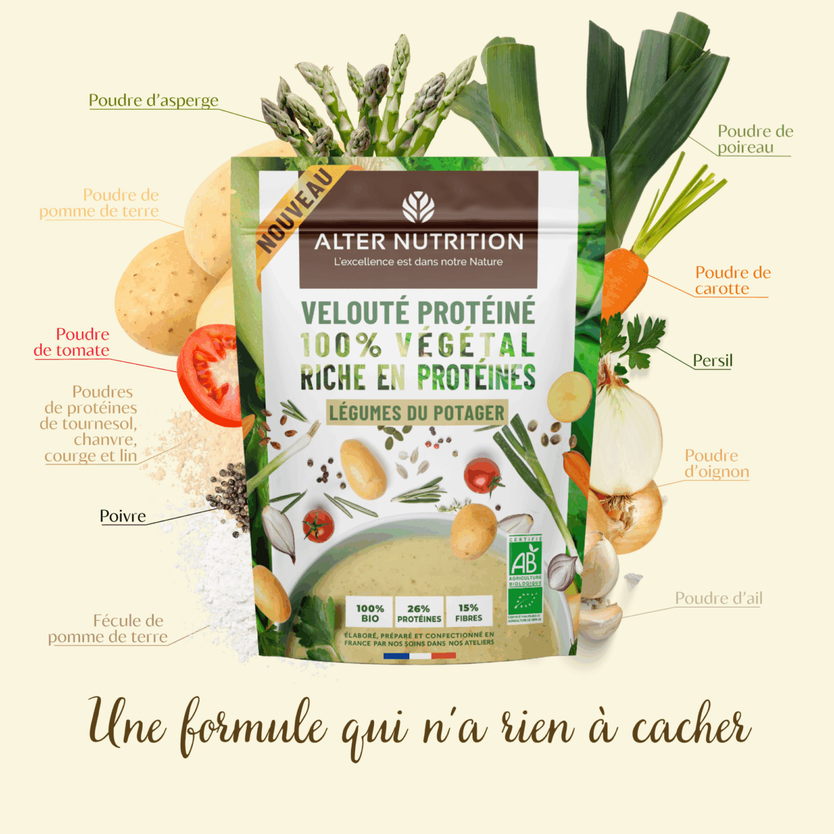 Pack préparations protéinées bio en poudre 5 x 180g
