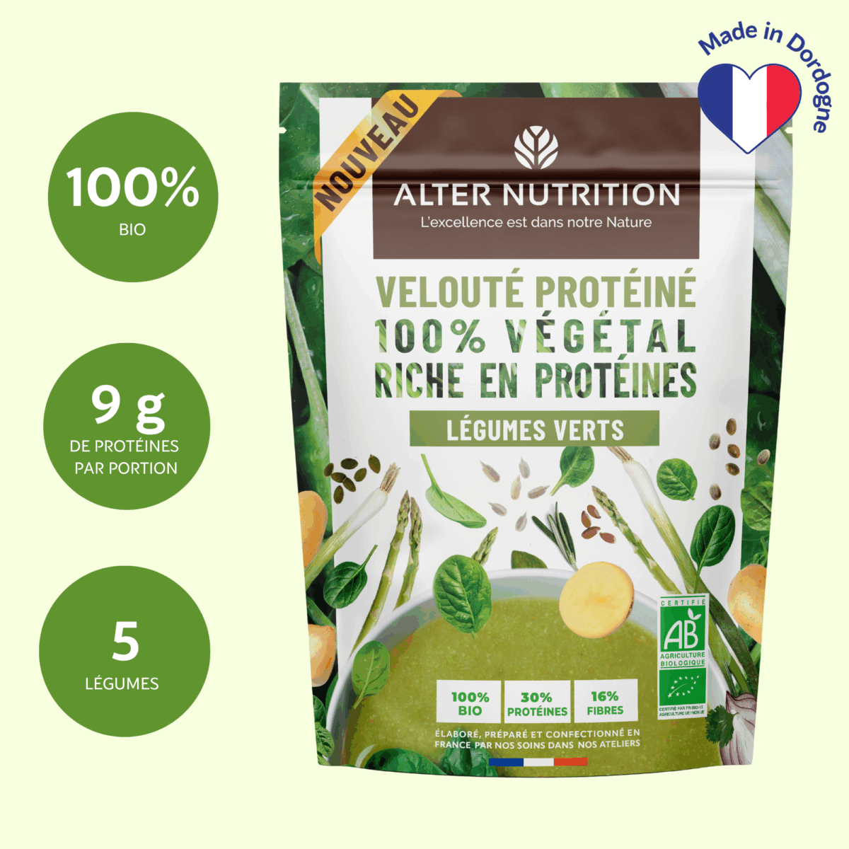 Pack préparations protéinées bio en poudre 5 x 180g
