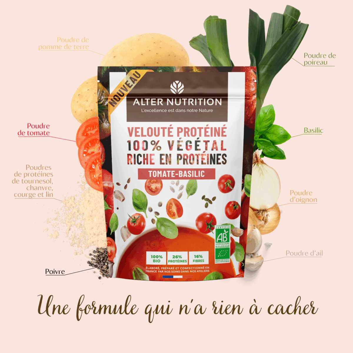 Pack préparations protéinées bio en poudre 5 x 180g
