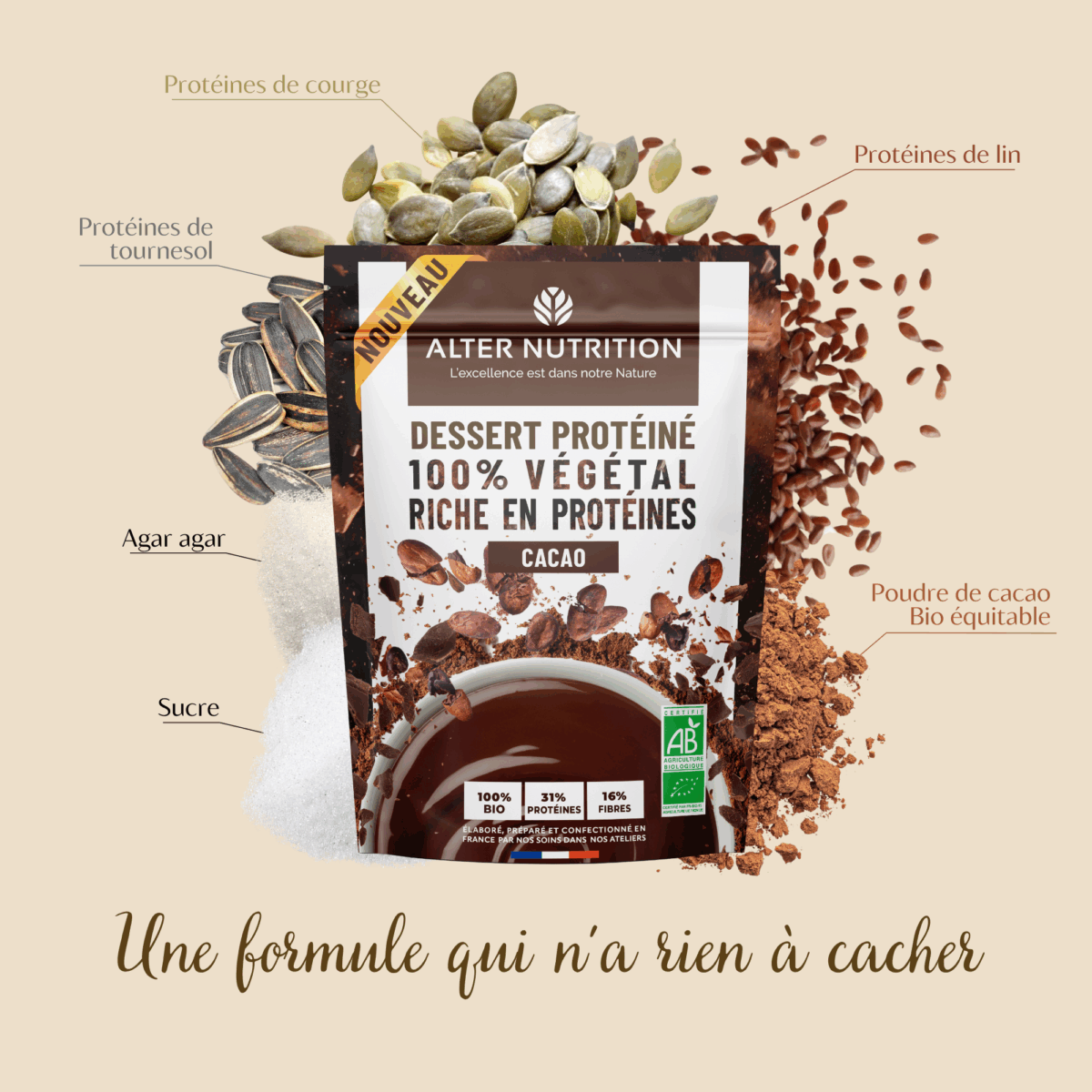 Pack préparations protéinées bio en poudre 5 x 180g