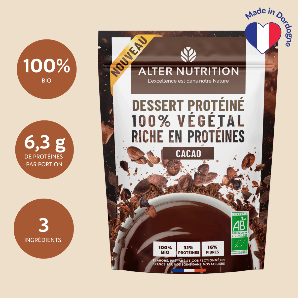 Pack préparations protéinées bio en poudre 5 x 180g