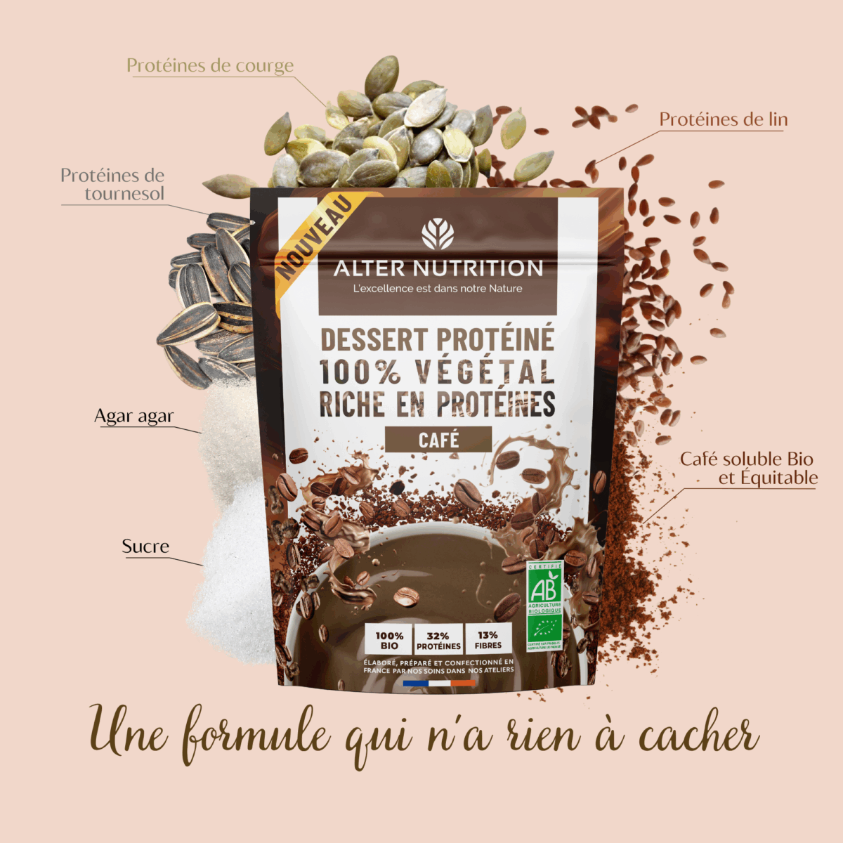 Pack préparations protéinées bio en poudre 5 x 180g