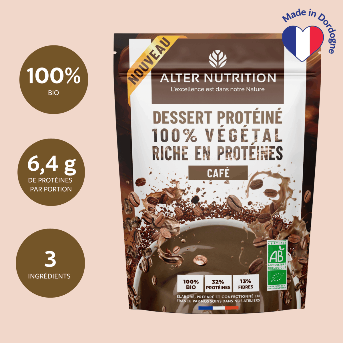 Pack préparations protéinées bio en poudre 5 x 180g