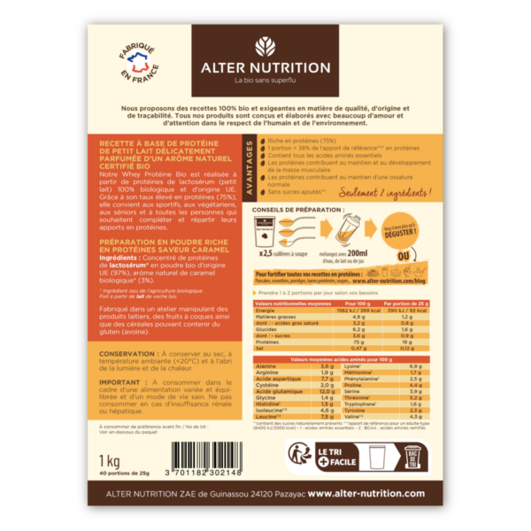 composition whey bio caramel